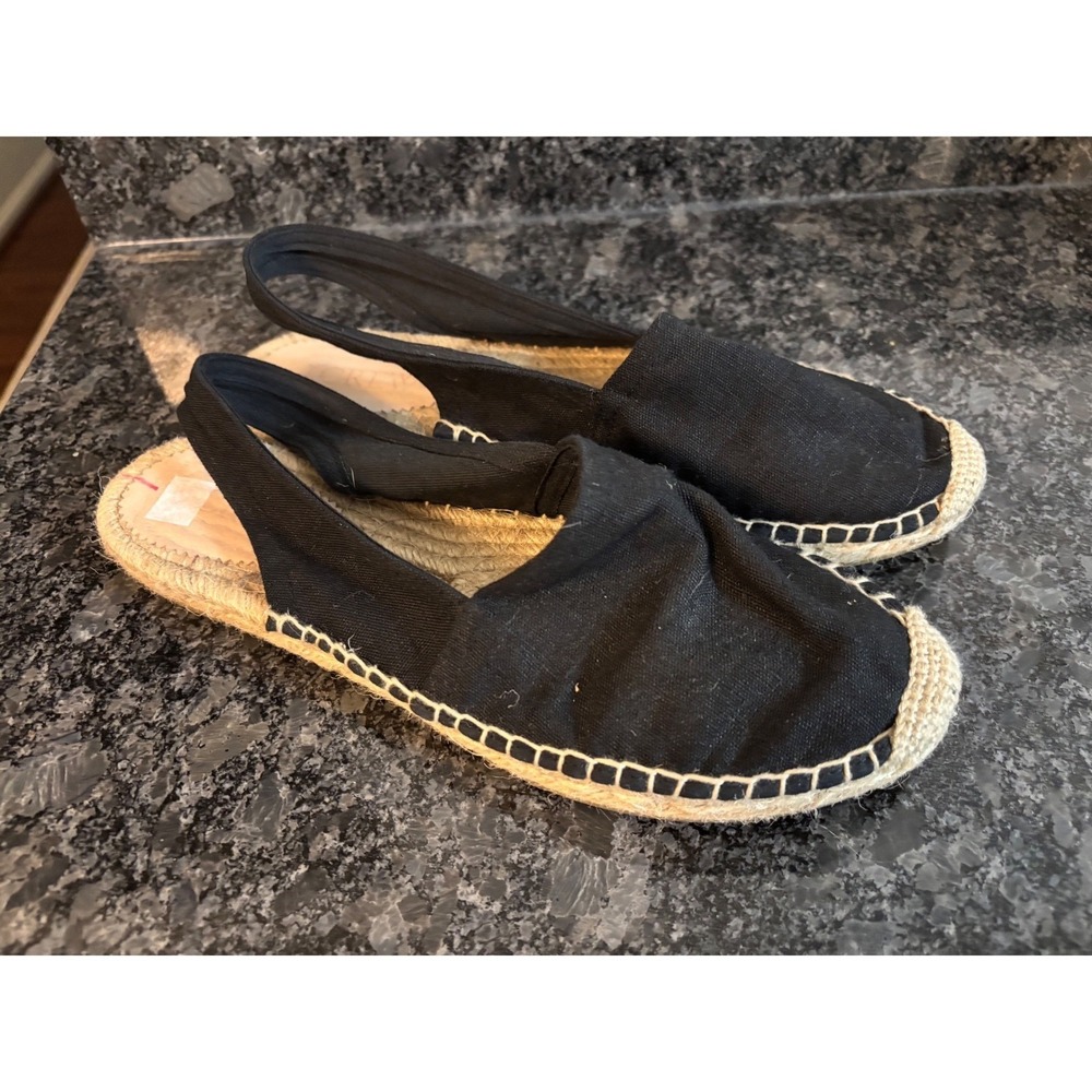 J CREW Black Canvas Espadrilles Sling Back 9 Beach Summer